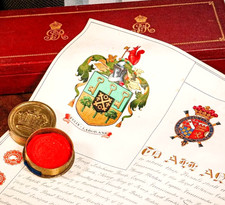 Rare Royal King George V Grant of Patent Coat of Arms Heraldry Document Box picture