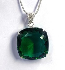 122 Ct Natural Green Emerald Cushion Shape 925 Silver Pendant IGL Gems 6JDV picture