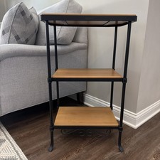 Longaberger Wrought Iron 3 Tier Shelf W/ 3 Woodcrafts Shelves RARE￼￼ picture