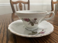Vintage China Tea Cup And Saucer Set Rose Bud Design Gold Trim Made In Japan picture