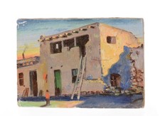 Laguna Pueblo Indians Homes at Laguna New Mexico Small Oil Painting E.A. Burbank picture