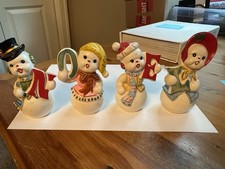Vintage Ucagco Ceramic Christmas NOEL snowmen Salt And Pepper Shakers picture