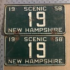 1958 New Hampshire license plate pair 19 YOM DMV TWO DIGIT low number 11644 picture