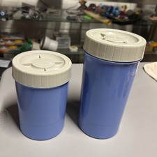 Vintage 1970s Thermos King Seeley Blue Food Jar & Vacuum Bottle Lot of 2 picture