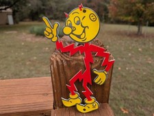 THICK PORCELAIN REDDY KILOWATT ELECTRIC MAN SIGN DIE CUT 9