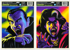 Vintage 2001 Paper Magic Giant Vampire Window Clings Lot 2 Glow Black Light picture
