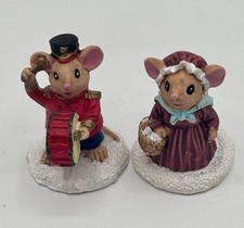 Mice Miniature Christmas Trimming Ornament Figurine Lot of 2 New picture