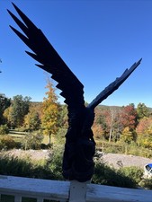 Vintage Hand Carved Wooden Eagle And Snake Sculpture Statue Spread Wings Remove picture