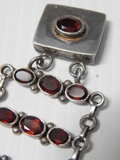 MUSEUM GRADE ANTIQUE VINTAGE MEXICAN STERLING SILVER GARNET PANEL/ LINK BRACELET picture