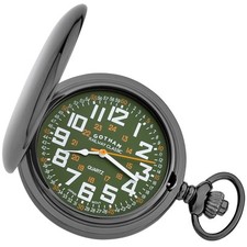 Gotham Men's Gunmetal Military Dial Covered Quartz Pocket Watch # GWC15044BG picture