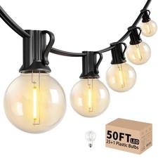 LACHON Outdoor String Lights Waterproof 50 FT with 25 G40 IP65 Bulbs 50FT-LED picture