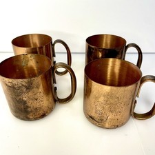 Vintage Mid Century Moscow Mule Mug Cup A Cock ‘N Bull Solid Copper Set of 4 picture