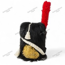 Napoleonic French Imperial Guard Bearskin Shako Hat Replica w/ Red Plume & Brass picture