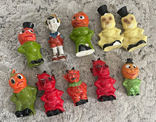 Super Rare Lot of 10 Vintage 1930s Halloween Bisque Figurines picture
