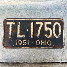 1951 Ohio License Plate TL-1750 Vintage State Auto Tag picture
