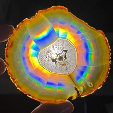 Round Slab Top Iris Rainbow Agate Slice - Iridescent Iris Agate From Indonesia picture