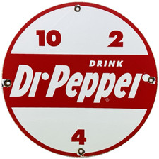VINTAGE DR PEPPER PORCELAIN SIGN GAS STATION BOTTLE COKE COCA DEW A & W OIL picture