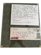 Framed 1964 Carl Van Vechten Hand Written Note On Ralph Hulett Card, Doublesided picture