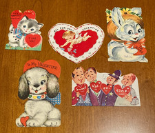 Vintage 1960s Valentine Cards Die Cut Made in USA LOT OF 5 Used picture