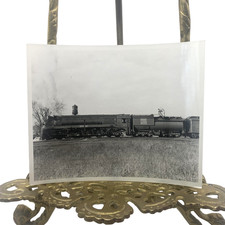 Vintage Grand Trunk Western Steam Locomotive Train Photo 4x5 B&W Gelatin Orig picture