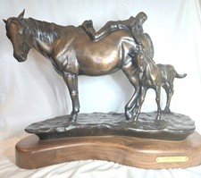 John D Free Gentle Ambush Bronze Sculpture 12/30 Western Horse 1986 NAWA picture