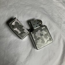 VTG Flip Top Lighter 50’s 60’s Storm King Murfreesboro TN USA Aluminum Camo Case picture