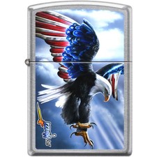 Zippo Windproof Pocket Lighter Mazzi Eagle America Street Chrome Metal XC451 picture