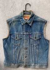 1970 Levi's 70505 Denim Vest Size 44 Vintage Harley Davidson Patch Cutoff picture