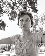 Novelty Vintage Photo Reprint Smoking Woman Lone Star Beer TEXAS 8