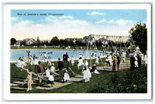 c1920's Scene of Kids Parents in Playground Seattle Washington WA Postcard picture