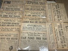 16 WWII Original Newspaper Front Pages Lot 1940s War Headlines Display Ready picture