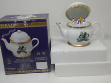 MR. CHRISTMAS GOLD LABEL COLLECTION TEAPOT MUSIC BOX WE WISH YOU MERRY CHRISTMAS picture