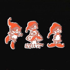 3x Elves Lot Mushroom Vtg Novelty Magnet Rubber Flexible Fridge '70s picture