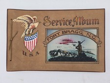 1910s antique FORT BRAGG nc SERVICE ALBUM unused LEATHER PHOTO ALBUM military picture