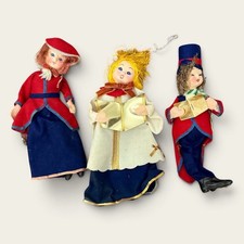 Vtg 60s Trim A Pac Christmas Ornaments Caroler Choir Dolls Set 3 MCM Decor Japan picture