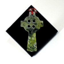 Irish Christmas Ornament Connemara Marble Celtic Cross Design Presentation Box picture