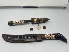 VINTAGE TIBETAN PRAYER WHEEL BUDDHIST & PHURBA DAGGER WITH A SCROLL INSERT picture