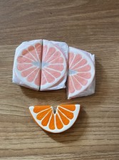Vtg Ceramic Orange Grapefruit Slices Figurine Set 4pc Mini Citrus Food Craft picture