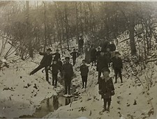 c1911 Winter Woods Family Fun, Short Creek Harrison OH Real Photo Postcard RPPC picture