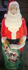 Vtg 1968 Empire 47” Tall Santa Claus Blow Mold Green Toy Sack Christmas Lighted picture
