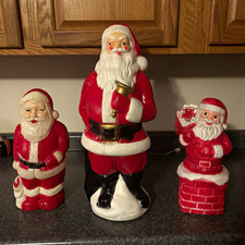 Vintage Plastic Blown Christmas Santa Figurines picture