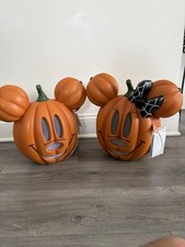 Pair Disney 2026 Home Depot 14 Inch LED Mickey & Minnie Mouse Pumpkin Light Up picture