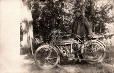 Flying Merkel Motorcycle w Rider 1911-1915 RPPC Photo Postcard COPY picture