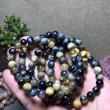 5Pcs Wholesal Natural Polish yellow Blue Tiger eye bracelets Crystal ball 8mm picture