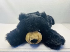 Vintage Swibco Laying Down Black Bear Plush 1990’s Teddy Bear Stuffed Animal 18