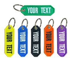 Double Sided Customized Embroidered YOUR TEXT key Chain Motorcycle Tag Keychain picture