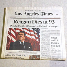 Los Angeles Times Sunday June 6, 2004 Final Edition - Reagan Dies at 93 picture