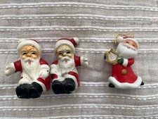 Vintage Ceramic Christmas Santa Lot Salt Pepper Shakers Ornament Japan picture