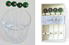 Set of 4 Vtg Martini 101 Glass Cocktail Olive Picks Hand Made picture