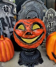 HANDCRAFTED VINTAGE STYLE HALLOWEEN PUMPKIN JACK-O-LANTERN CANDY PAIL PROP DECOR picture